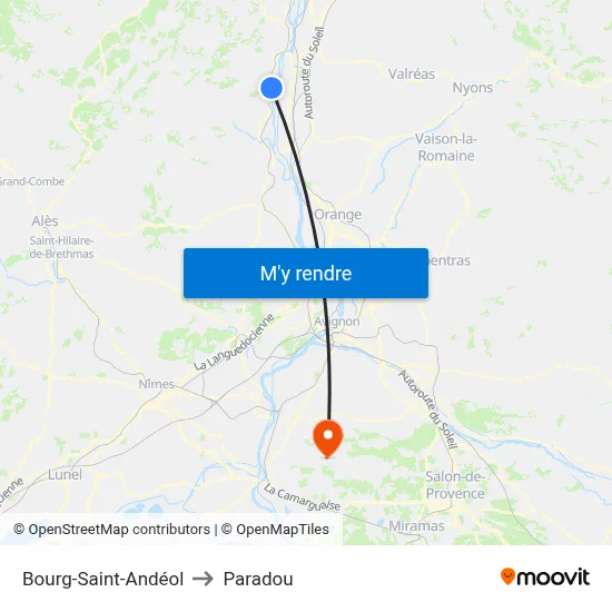 Bourg-Saint-Andéol to Paradou map