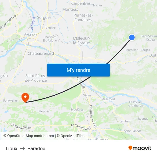 Lioux to Paradou map