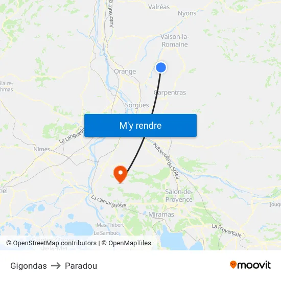 Gigondas to Paradou map