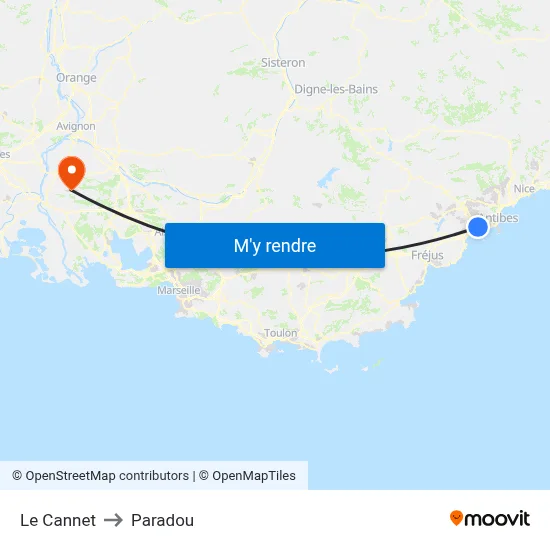 Le Cannet to Paradou map