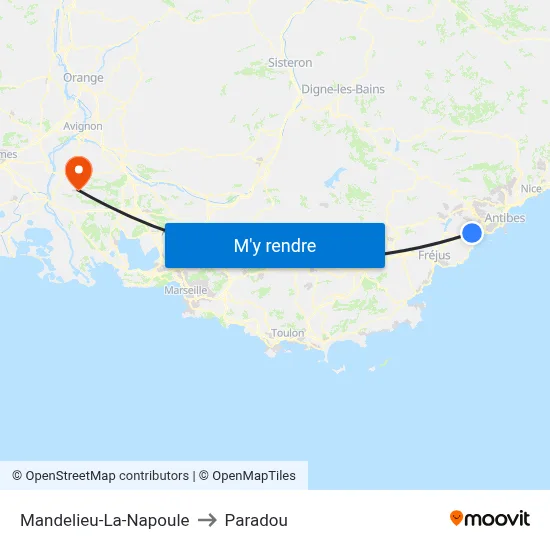 Mandelieu-La-Napoule to Paradou map