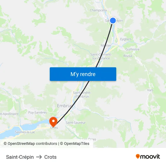 Saint-Crépin to Crots map