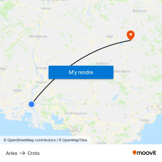 Arles to Crots map