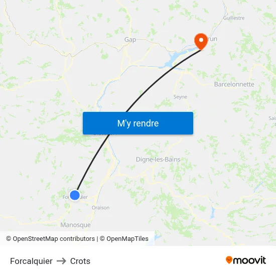 Forcalquier to Crots map