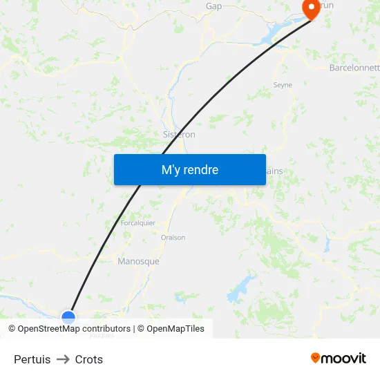 Pertuis to Crots map