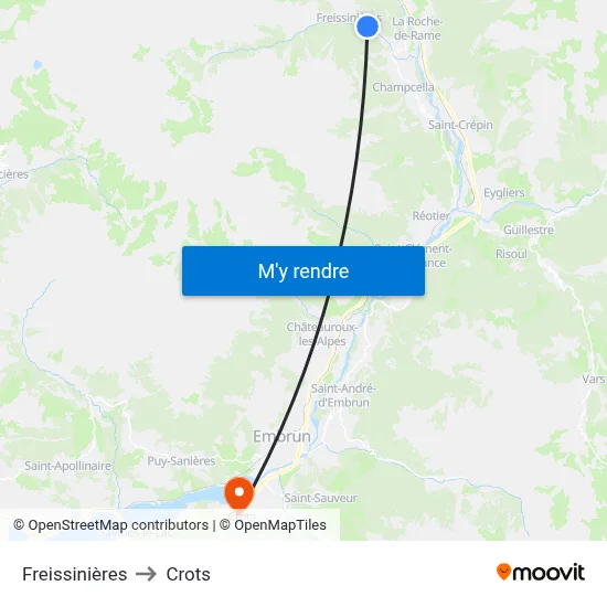 Freissinières to Crots map