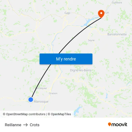 Reillanne to Crots map