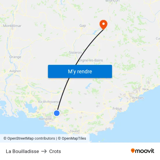 La Bouilladisse to Crots map