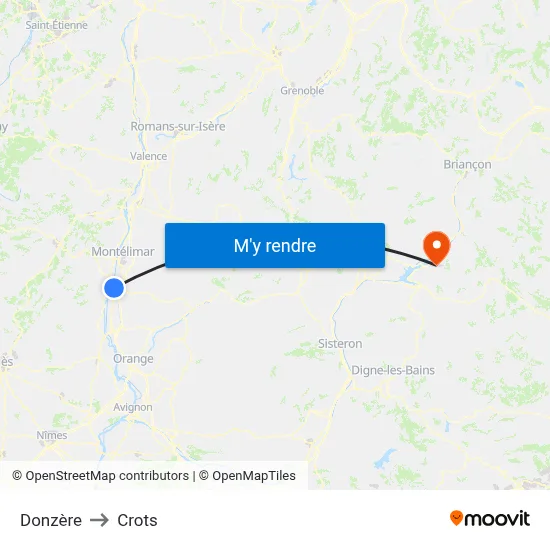 Donzère to Crots map