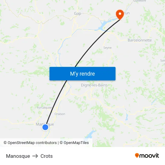Manosque to Crots map