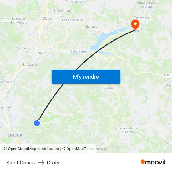 Saint-Geniez to Crots map