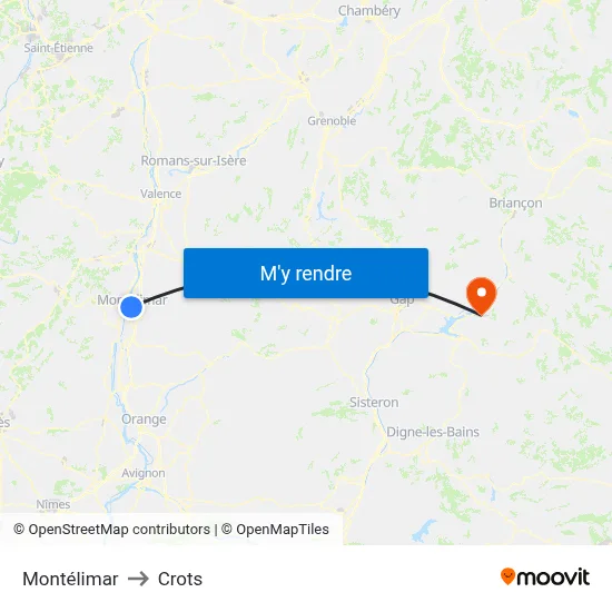 Montélimar to Crots map