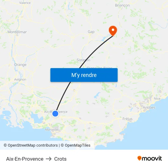 Aix-En-Provence to Crots map