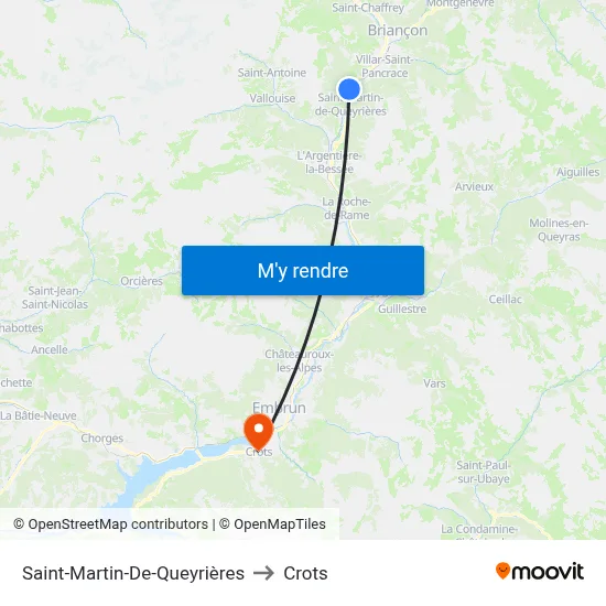 Saint-Martin-De-Queyrières to Crots map