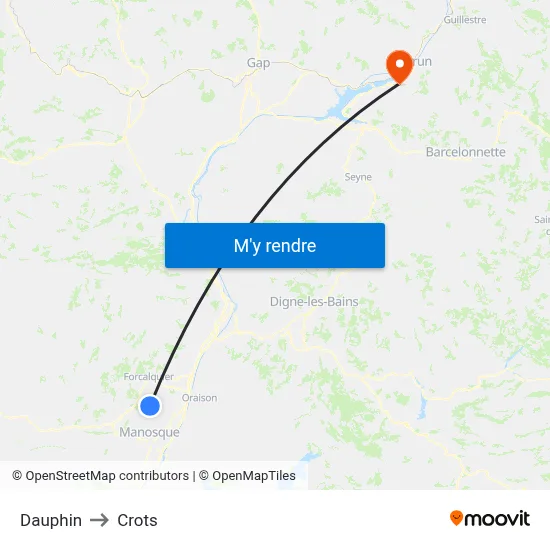 Dauphin to Crots map