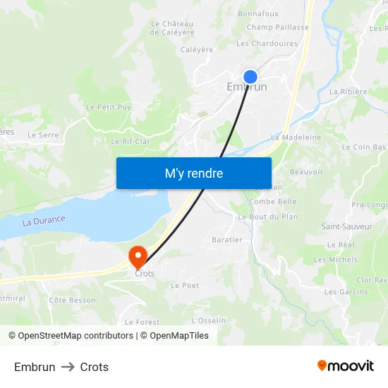 Embrun to Crots map