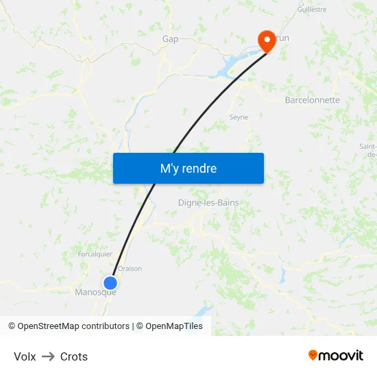 Volx to Crots map