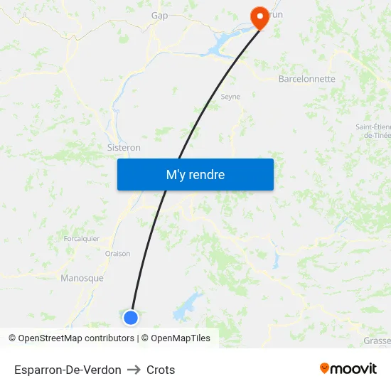 Esparron-De-Verdon to Crots map