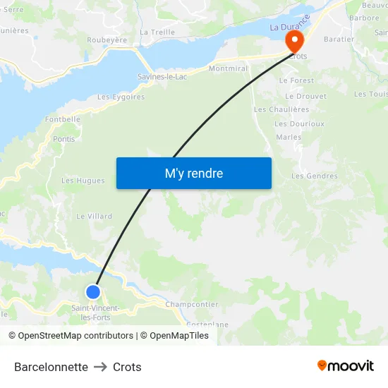 Barcelonnette to Crots map
