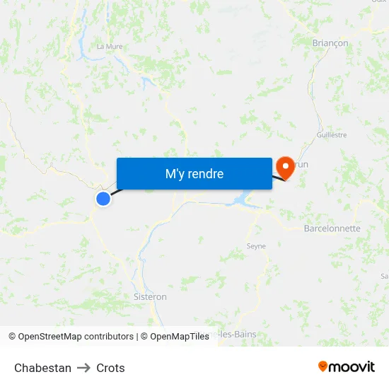 Chabestan to Crots map