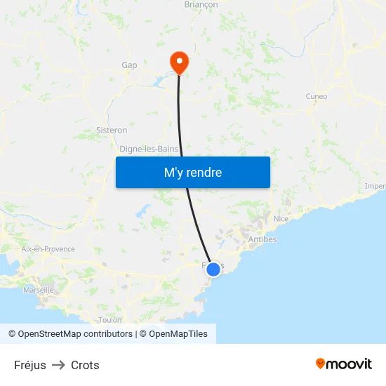 Fréjus to Crots map