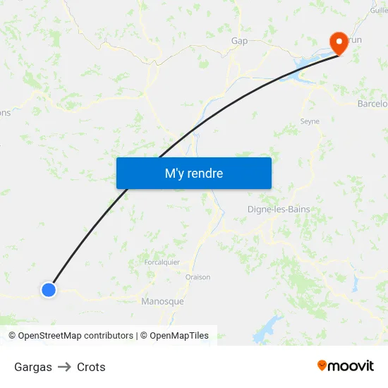 Gargas to Crots map