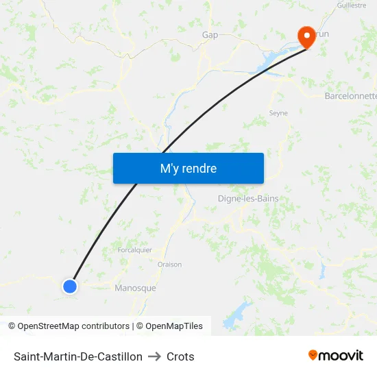 Saint-Martin-De-Castillon to Crots map