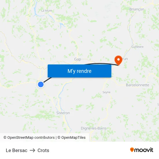 Le Bersac to Crots map
