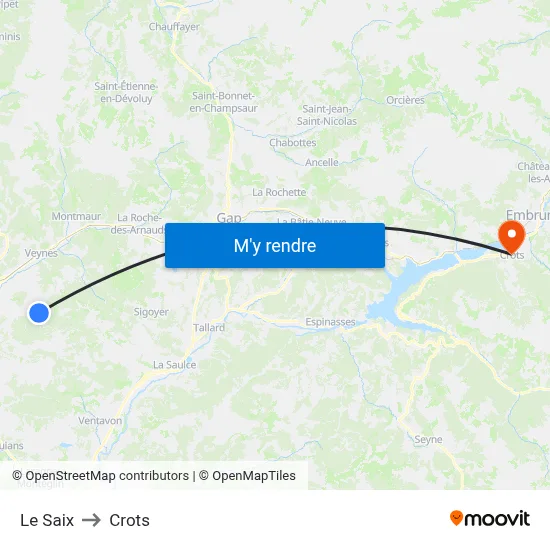 Le Saix to Crots map