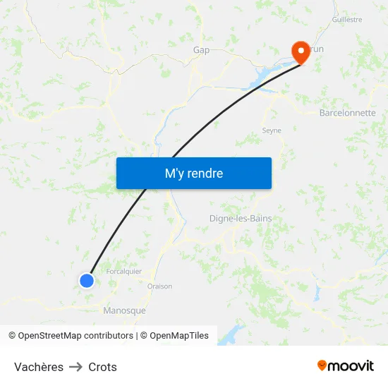 Vachères to Crots map