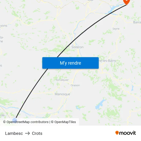 Lambesc to Crots map
