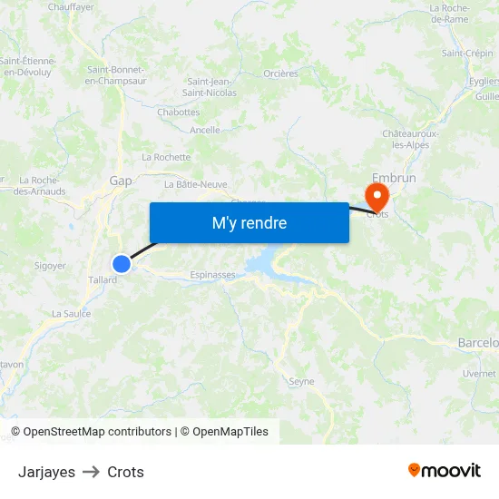 Jarjayes to Crots map