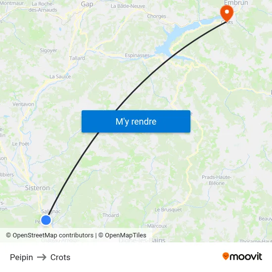 Peipin to Crots map