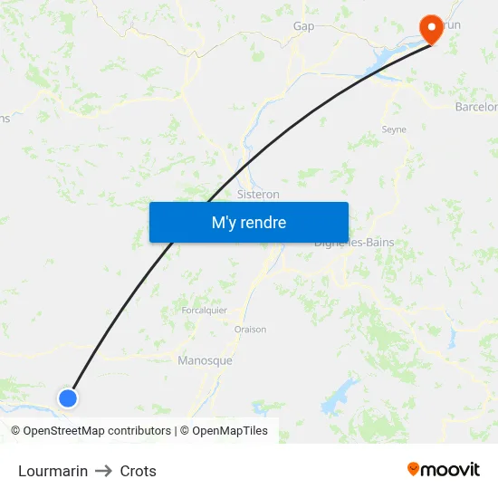 Lourmarin to Crots map
