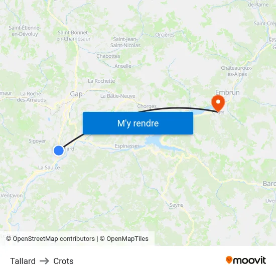 Tallard to Crots map
