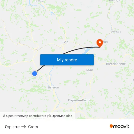 Orpierre to Crots map