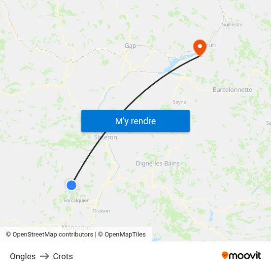 Ongles to Crots map