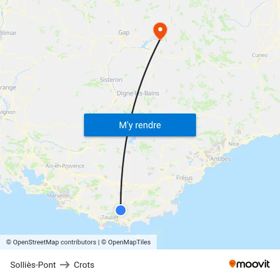 Solliès-Pont to Crots map