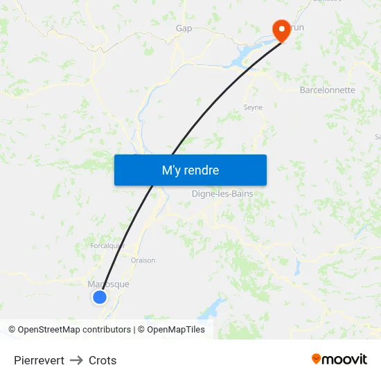 Pierrevert to Crots map