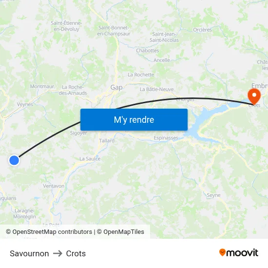 Savournon to Crots map