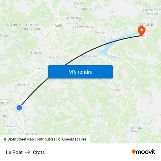 Le Poët to Crots map