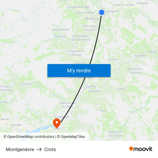 Montgenèvre to Crots map
