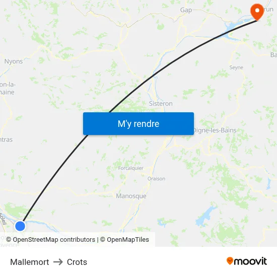 Mallemort to Crots map