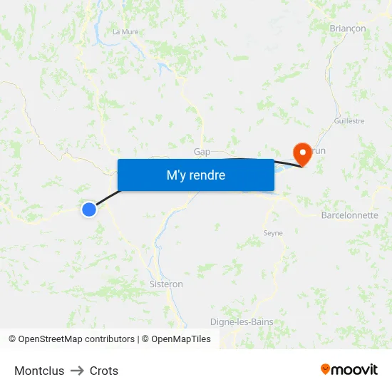 Montclus to Crots map