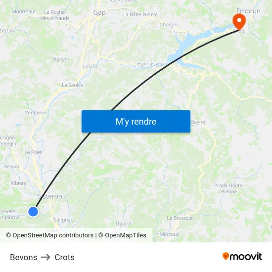 Bevons to Crots map