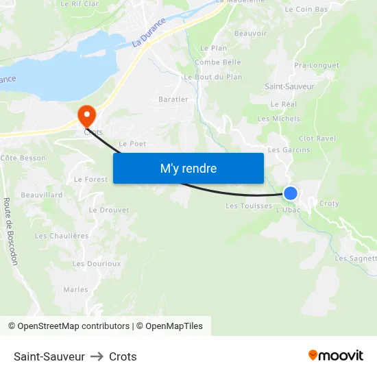 Saint-Sauveur to Crots map