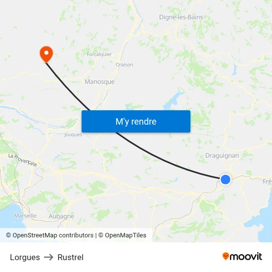 Lorgues to Rustrel map