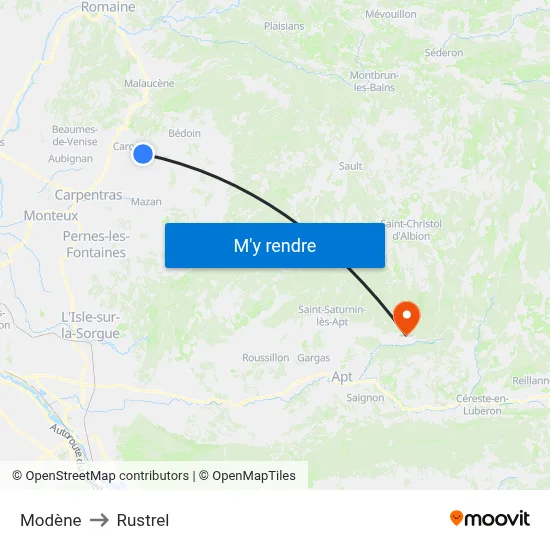 Modène to Rustrel map