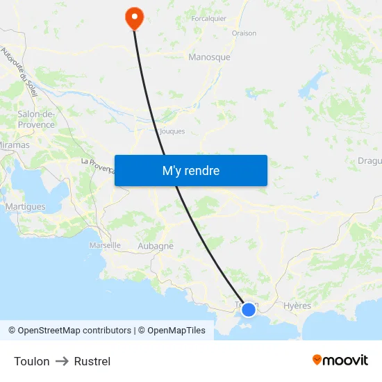 Toulon to Rustrel map