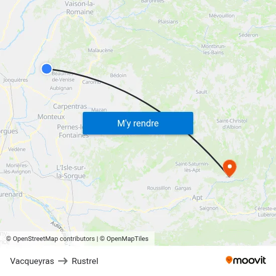 Vacqueyras to Rustrel map